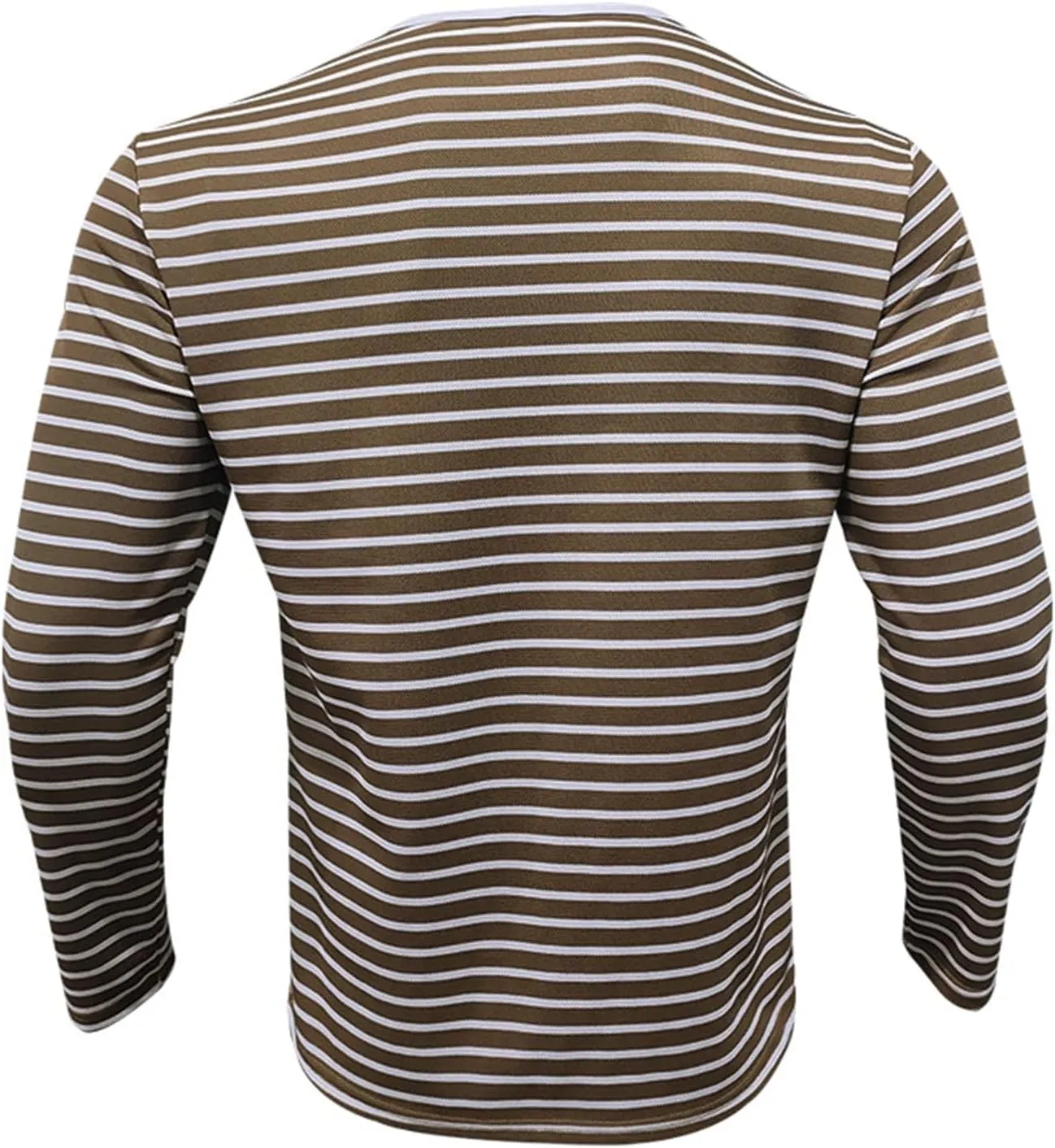 Mens Causal Henley T Shirt Long Sleeve Striped Print Deep V Neck Crewneck Slim Fit Trendy Workout Tees Pullover Tops