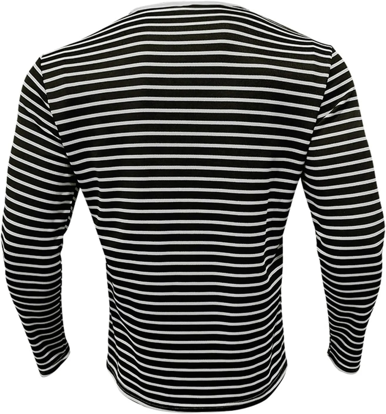 Mens Causal Henley T Shirt Long Sleeve Striped Print Deep V Neck Crewneck Slim Fit Trendy Workout Tees Pullover Tops