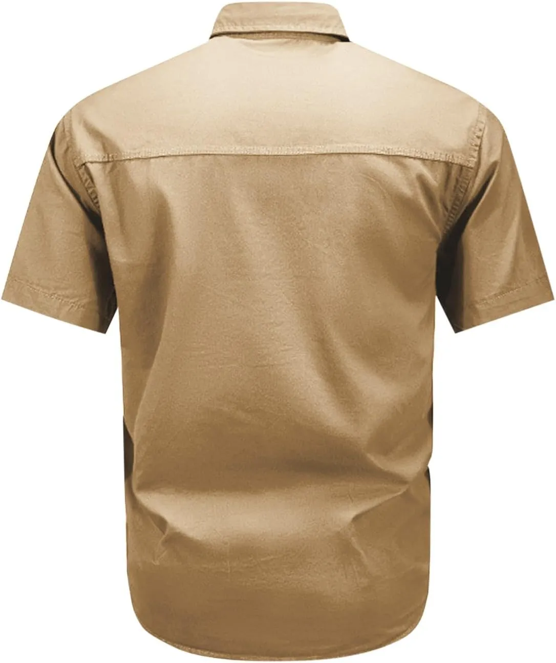 Mens Classic Military Tactical Shirt Rip Stop Work Shirt Short Sleeve Cargo Shirts for Outdoor Hiking Hunting Fishing