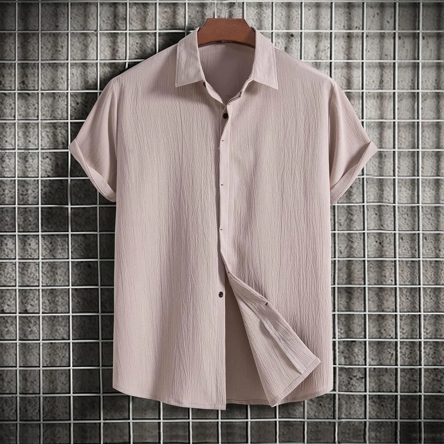 Men's Cotton Linen Short Sleeve Shirts Casual Lightweight Button Down Shirts Vacation Beach Summer Tops Turndown T Shirt