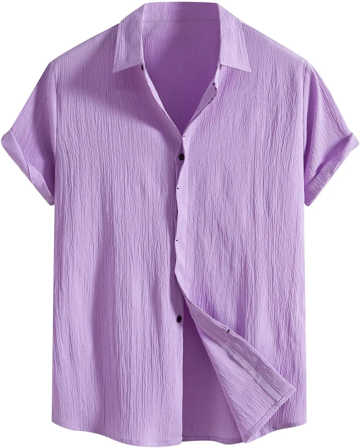 Men's Cotton Linen Short Sleeve Shirts Casual Lightweight Button Down Shirts Vacation Beach Summer Tops Turndown T Shirt