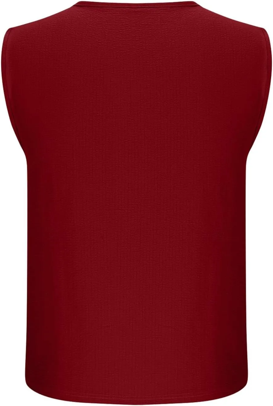 Men's Crewneck Sleeveless Athletic Tank Top Summer Casual Workout Muscle Cut Tee Tops Lightweight Quick Dry Vest