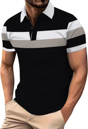 Men's Golf Polo Shirts Crewneck Button-Down Wrinkle Free Breathable Business Summer Shirts