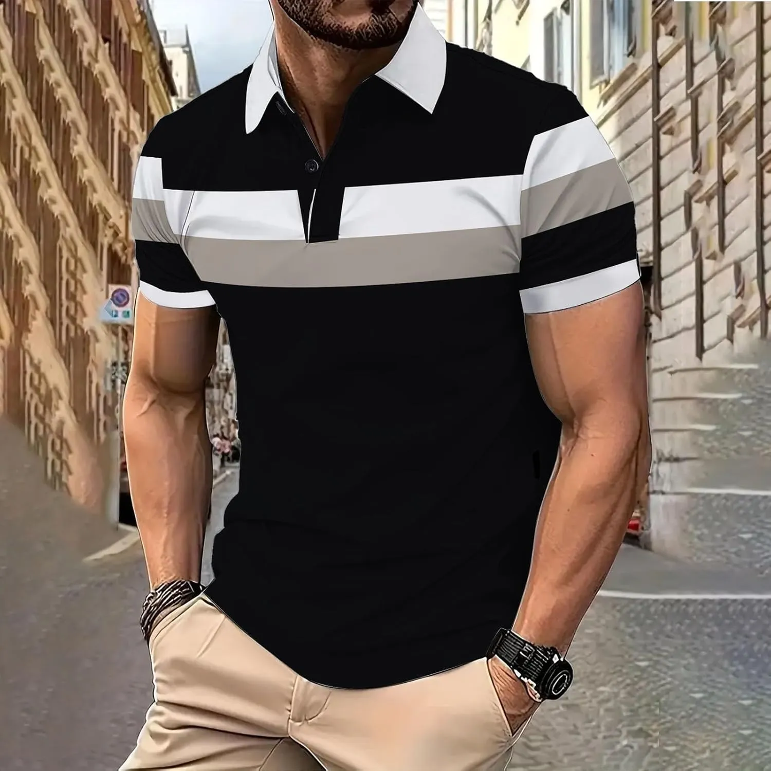 Men's Golf Polo Shirts Crewneck Button-Down Wrinkle Free Breathable Business Summer Shirts