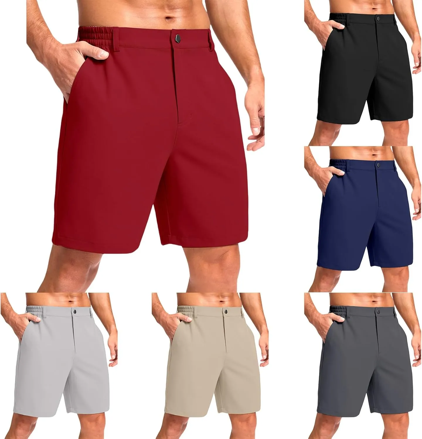 Men's Golf Shorts Casual Lightweight Stretch Quick Dry Comfy Shorts Regular Fit Button Zipper Flat Front Short Pants
