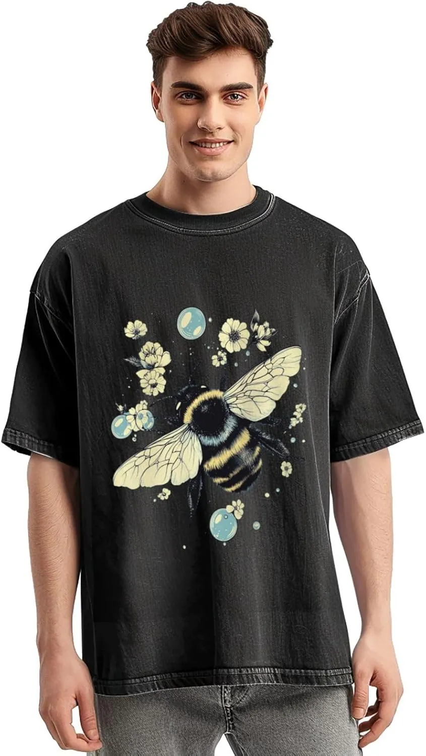 Mens Graphic Cotton T-Shirts Tees Men's Crew Unisex Wash T-Shirts for Men or Women