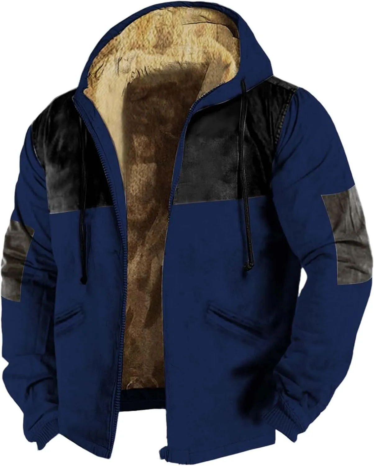 Mens Heavyweight Winter Jacket Thick Sherpa Fleece Lined Full Zip Thick Hooded Sweatshirt Jackets Tactical Warm Coats