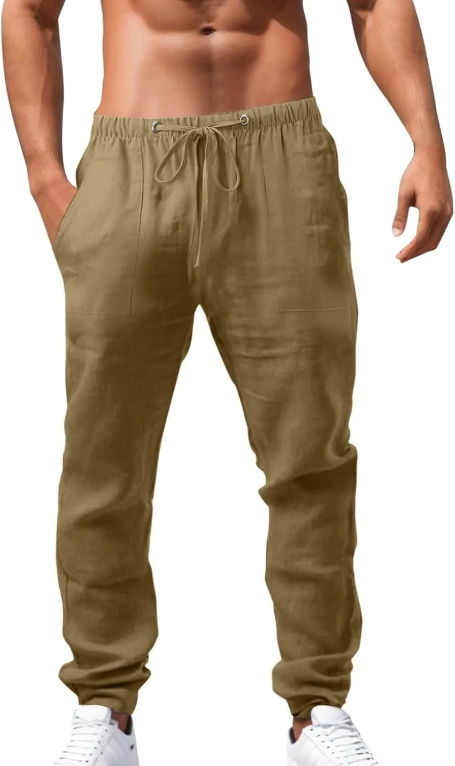 Mens Lightweight Jogging Pant Pockets Lounge Work Joggers Loose Fit Sport Casual Sweatpants Open Hem Pants