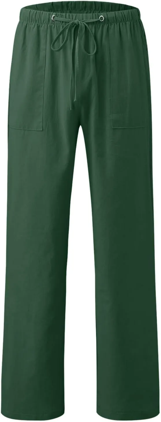 Mens Lightweight Jogging Pant Pockets Lounge Work Joggers Loose Fit Sport Casual Sweatpants Open Hem Pants