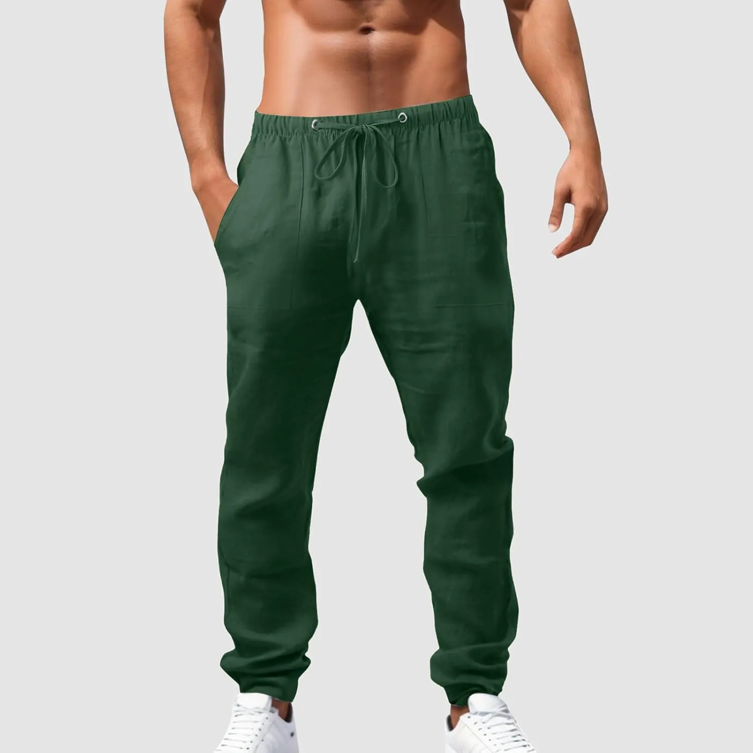 Mens Lightweight Jogging Pant Pockets Lounge Work Joggers Loose Fit Sport Casual Sweatpants Open Hem Pants