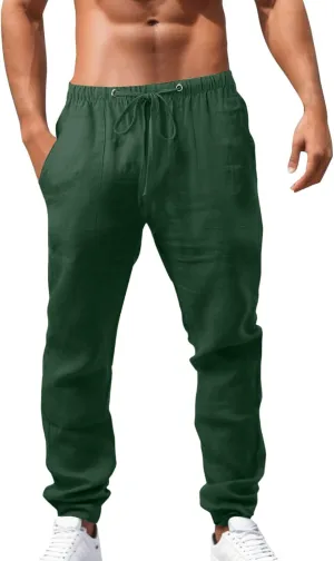 Mens Lightweight Jogging Pant Pockets Lounge Work Joggers Loose Fit Sport Casual Sweatpants Open Hem Pants