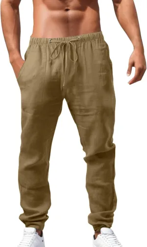 Mens Lightweight Jogging Pant Pockets Lounge Work Joggers Loose Fit Sport Casual Sweatpants Open Hem Pants