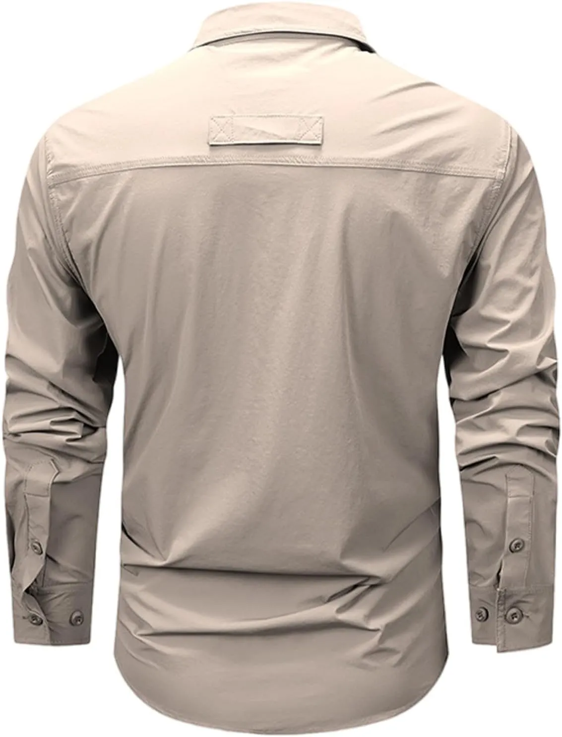Mens Military Shirts Lightweight Tactical Work Shirt Cotton Button Cargo Shirt Loose Fit Outdoor Hiking Fishing Shirt