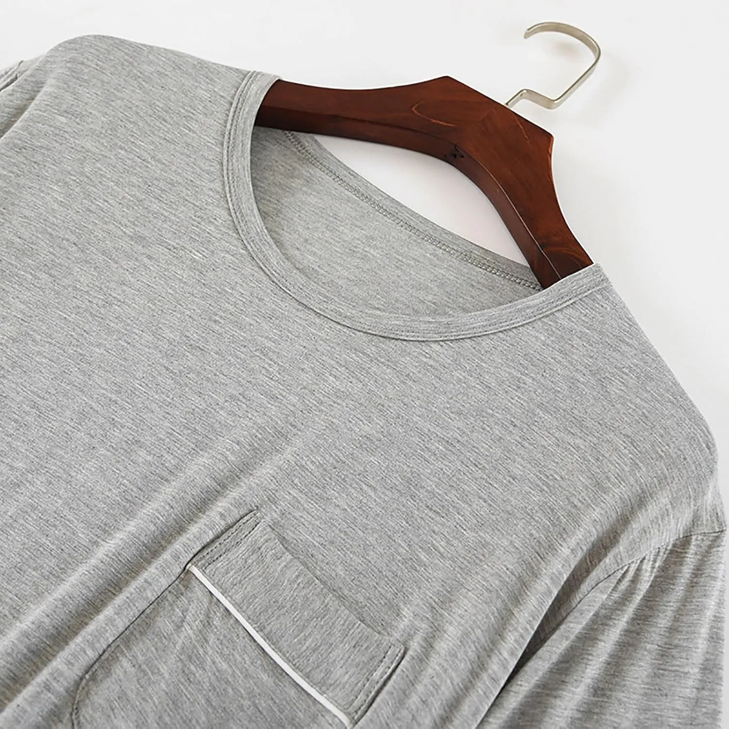 Mens Mordal Sleep T-Shirt V-Neck Pajamas Casual Loose Fit Undershirts Base Layer Tops Short Sleeve Loungewear