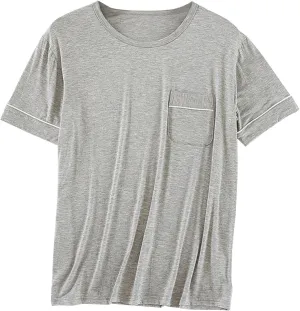 Mens Mordal Sleep T-Shirt V-Neck Pajamas Casual Loose Fit Undershirts Base Layer Tops Short Sleeve Loungewear
