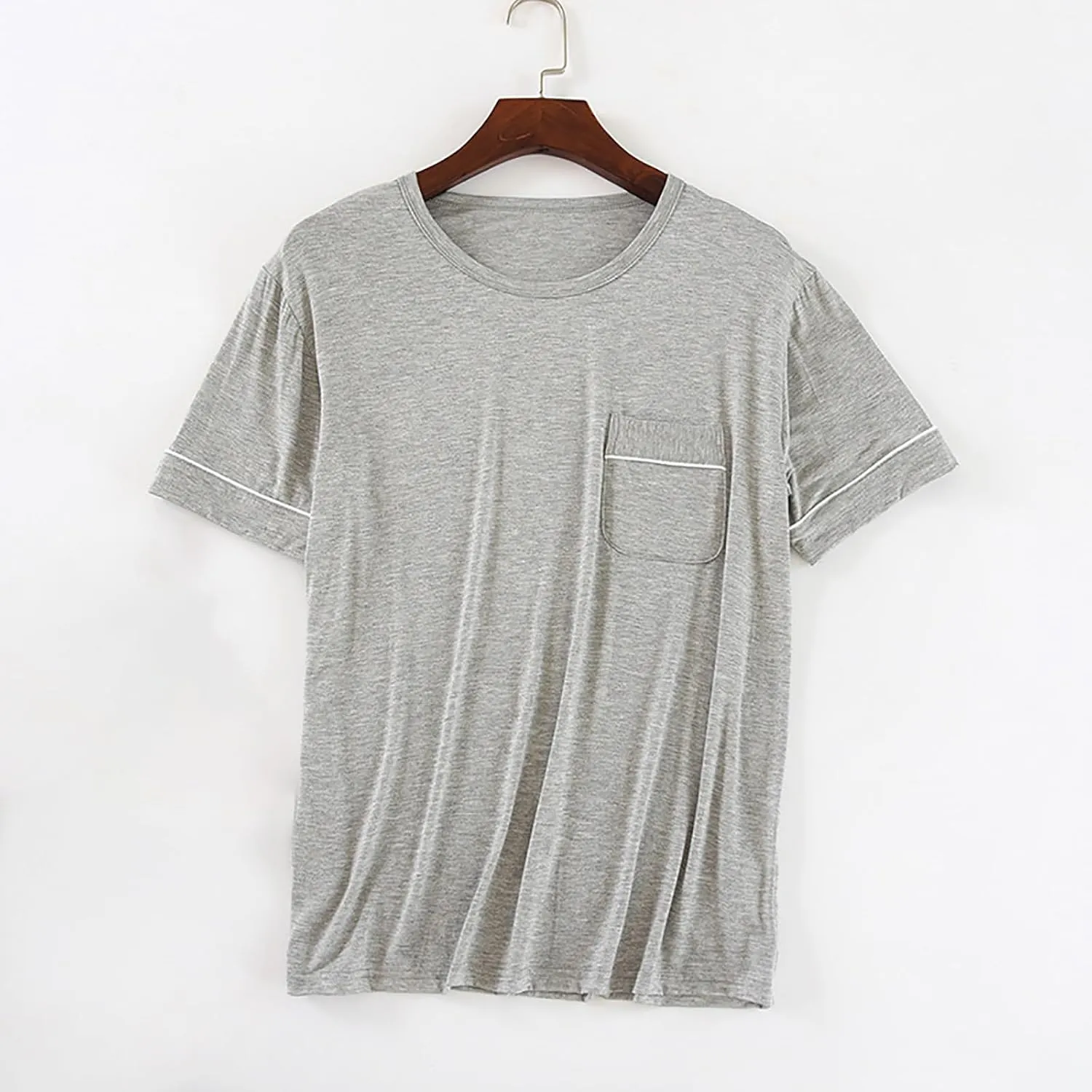 Mens Mordal Sleep T-Shirt V-Neck Pajamas Casual Loose Fit Undershirts Base Layer Tops Short Sleeve Loungewear