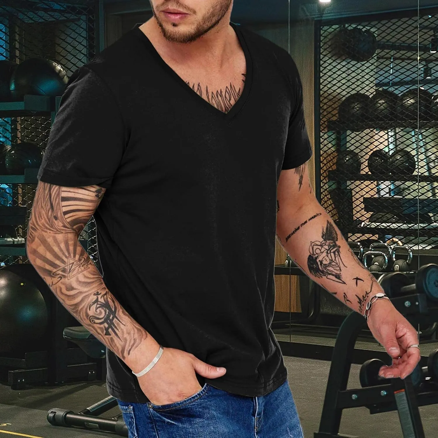 Men's Muscle T-Shirts Casual Thin Breathable Quick Dry Sweat Shirt Wicking Short Sleeve Tee Top UPF 50  Swim T Shirts