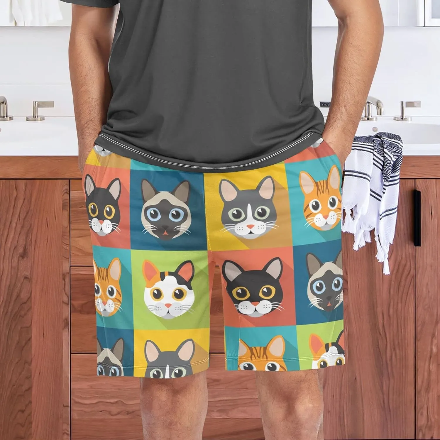 Mens Pajama Pants lounge shorts with Pockets Pajama Shorts for Men sleepwear pj shorts for Men