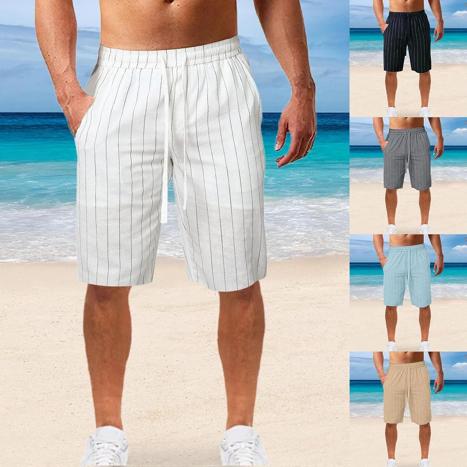 Mens Quick Dry Athletic Shorts Gym Workout Summer Beach Pants Sports Running Hiking Elastic Waist 7 Inch Lounge Short