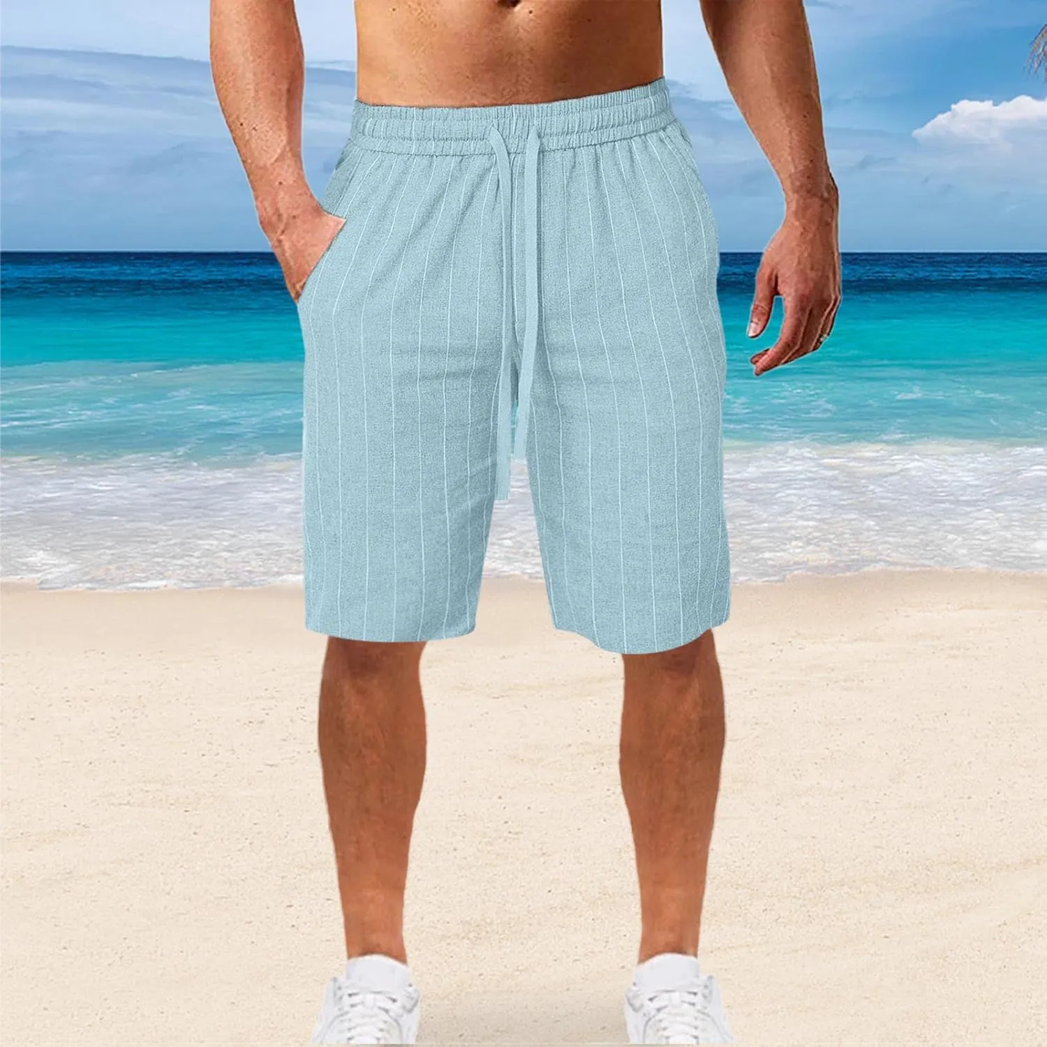 Mens Quick Dry Athletic Shorts Gym Workout Summer Beach Pants Sports Running Hiking Elastic Waist 7 Inch Lounge Short