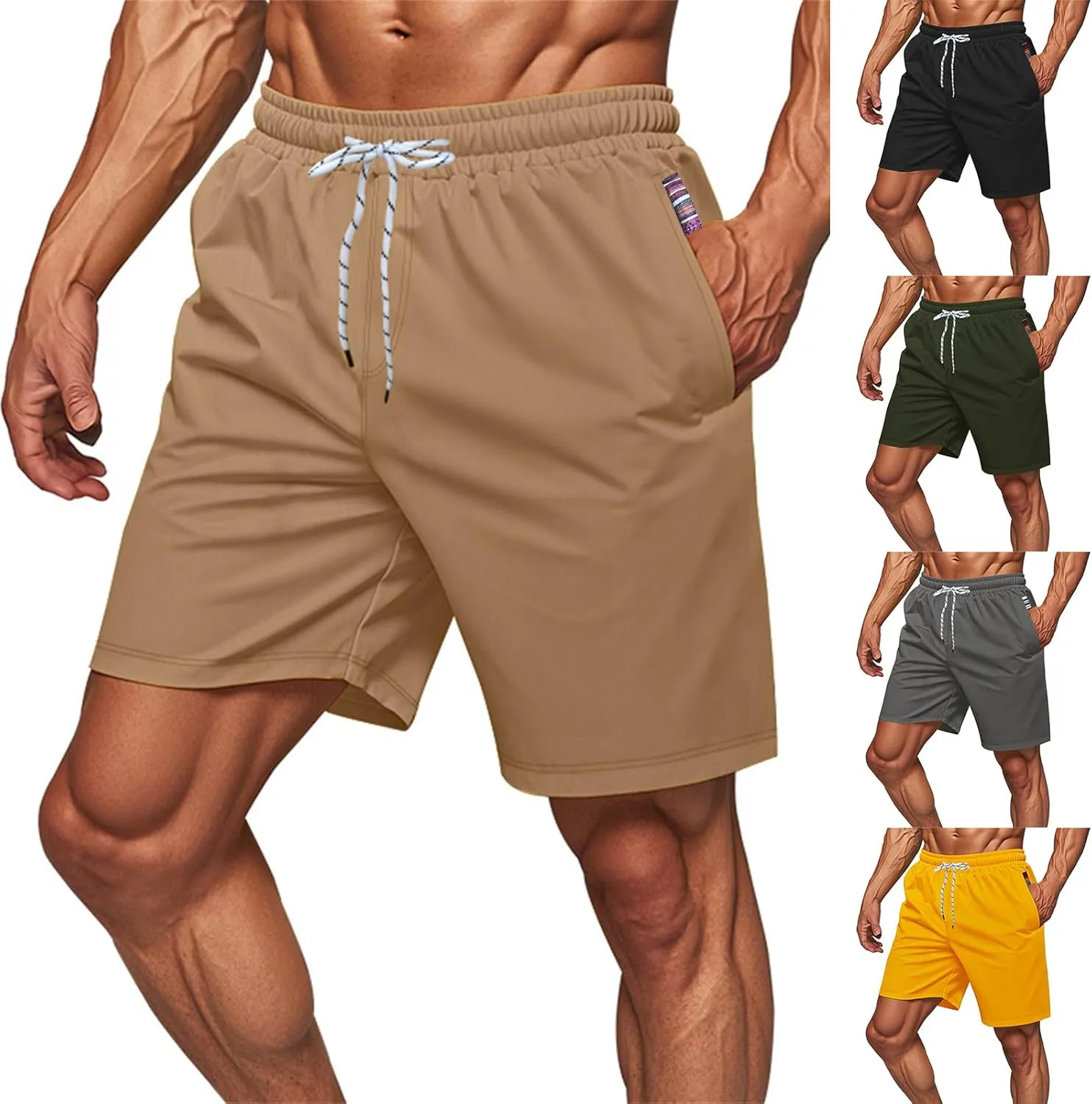 Mens Quick Dry Sweat Shorts Drawstring Elastic Waist Athletic Short 2025 Fashion Workout Running Training Shorts