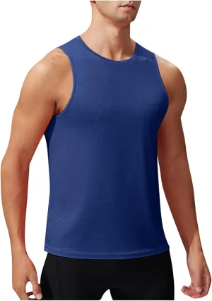 Mens Quick Dry Tank Tops Summer Gym Bodybuilding Muscle T Shirts Casual Sleeveless Sports Running Training Tees