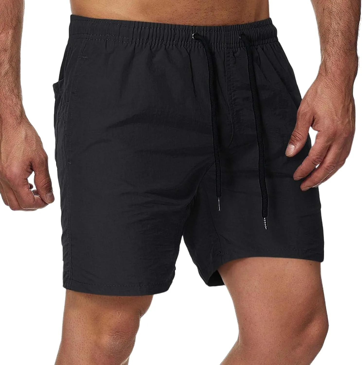 Mens Running Athletic Shorts Solid Quick Dry Summer Gym Workout Short Pants Elastic Waist Lightweight Beach Shorts