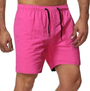 Mens Running Athletic Shorts Solid Quick Dry Summer Gym Workout Short Pants Elastic Waist Lightweight Beach Shorts