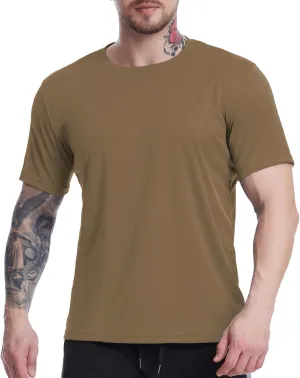Mens Short Sleeve T-Shirts Casual Solid Color Big and Tall Loose Fit T Shirts Quick Dry Breathable Thin Sweat Shirt