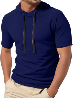 Men's Sleeveless Tank Tops with Hood Workout Gym Muscle Cut Off Shirts Bodybuilding Hoodies Pullover Cotton T Shirt