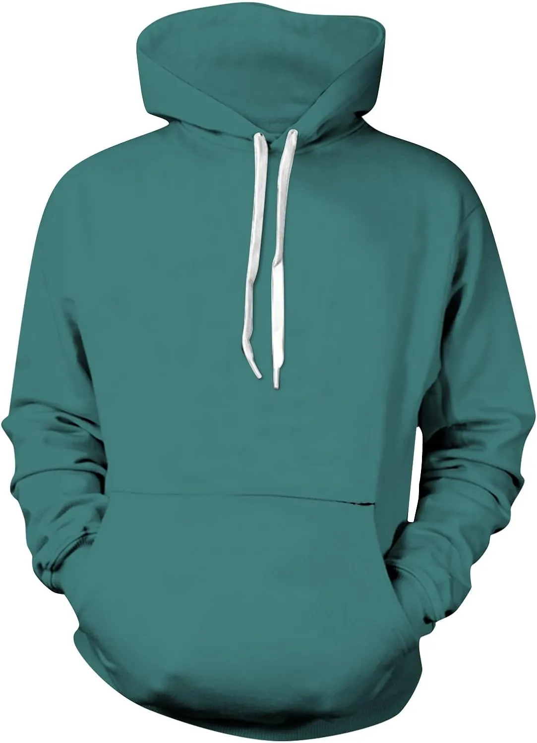 Men's Solid Color Plush Warm Hoodies Fleece Casual Pullover Pocket Autumn Winter Sweatshirt Coat
