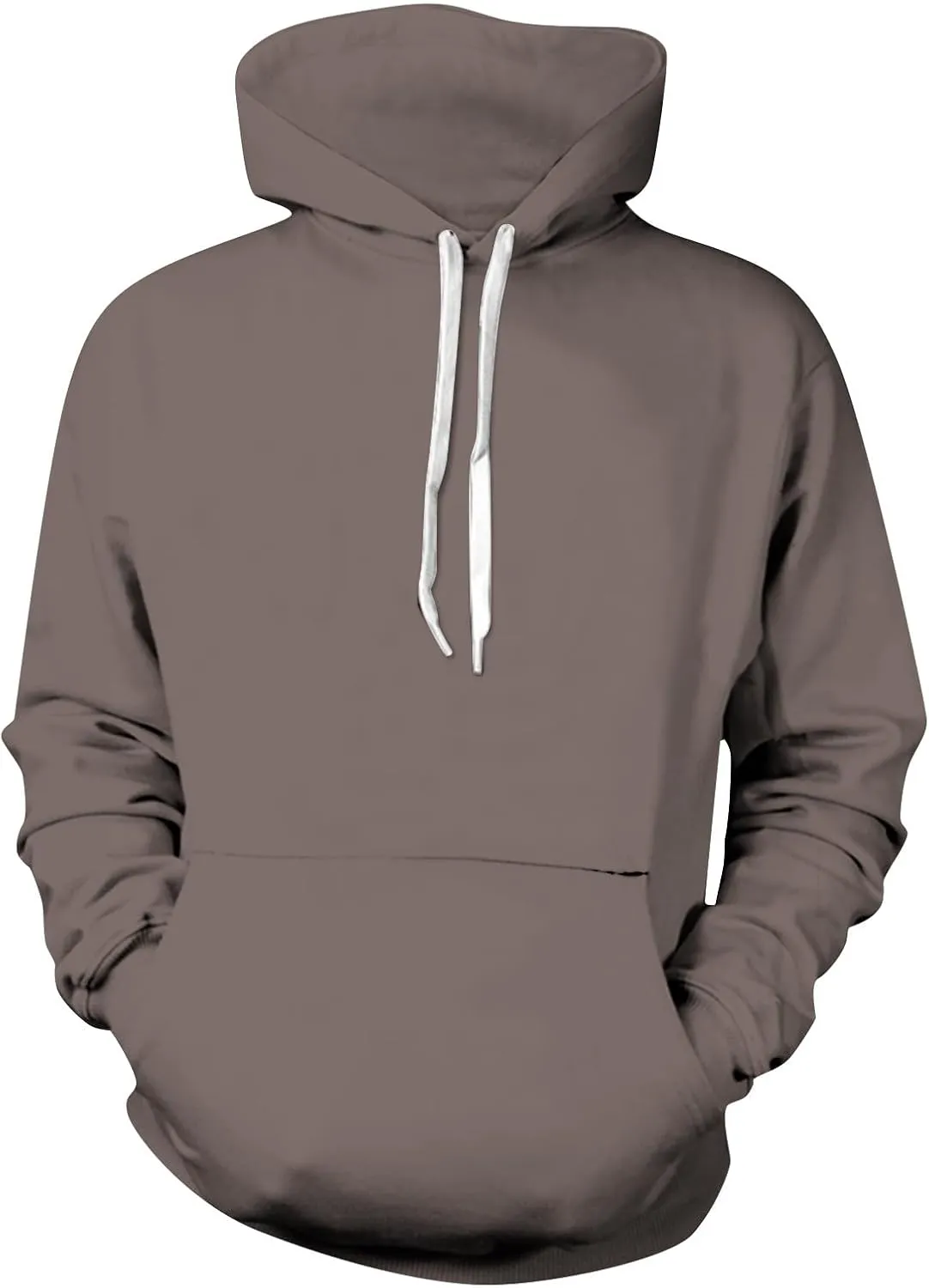 Men's Solid Color Plush Warm Hoodies Fleece Casual Pullover Pocket Autumn Winter Sweatshirt Coat