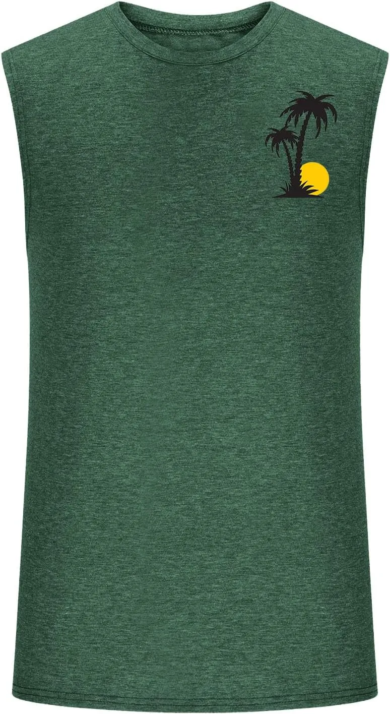 Mens Tank Tops Graphic Summer Tees Cotton Workout Gym Cut Off Sleeveless T Shirts Loose Fit Muscle Athletic Tank Tops