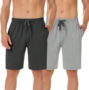 NACHILA Men's 2 Pack Pajama Shorts Sleep Shorts Soft Pajama Bottoms Comfy Lounge Short,Viscose Made from Bamboo