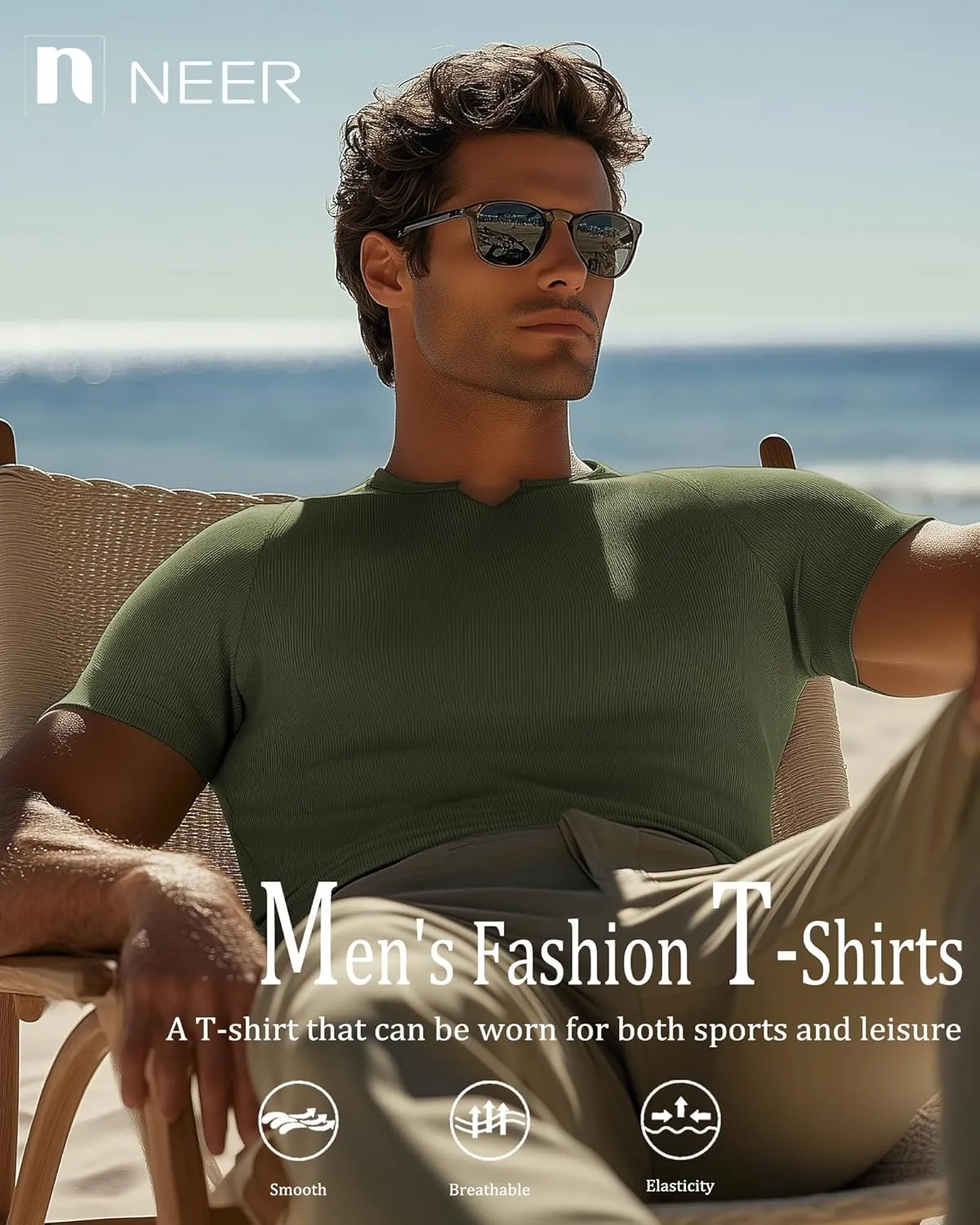 Neer 3 Pack Men's Short Sleeve T-Shirts V Neck Ribbed Slim Fit Longline Henley Muscle Tops Raglan Sleeve Casual Basic Tee
