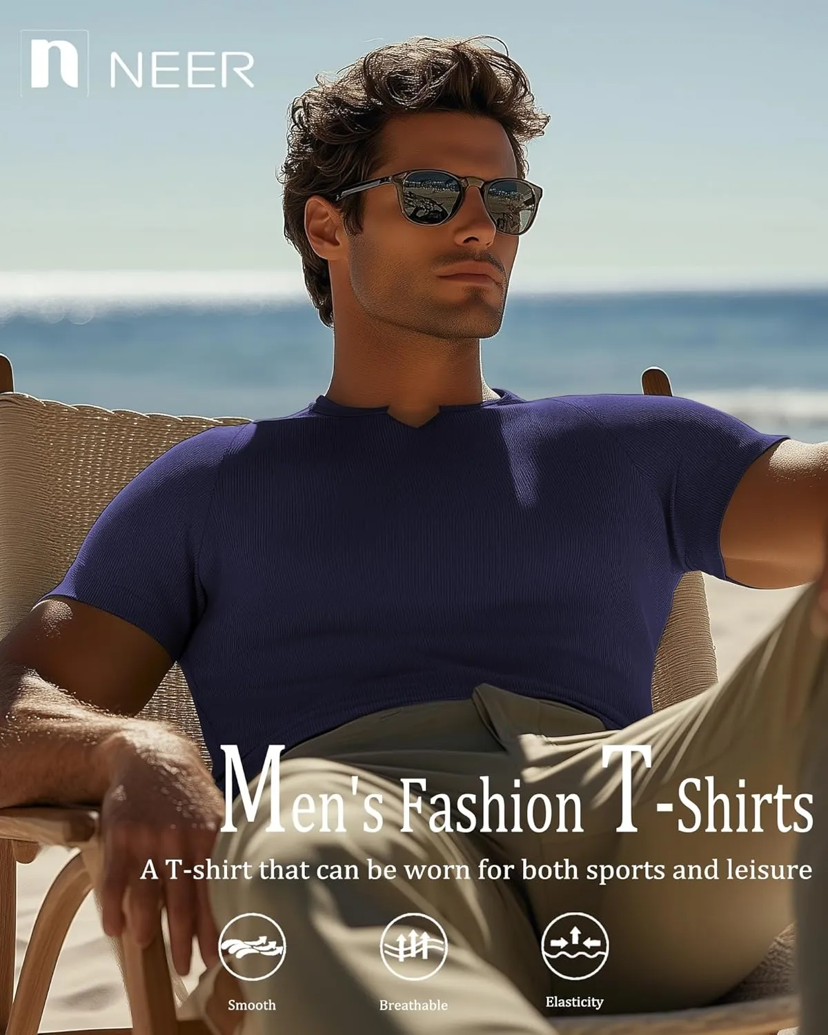 Neer 3 Pack Men's Short Sleeve T-Shirts V Neck Ribbed Slim Fit Longline Henley Muscle Tops Raglan Sleeve Casual Basic Tee