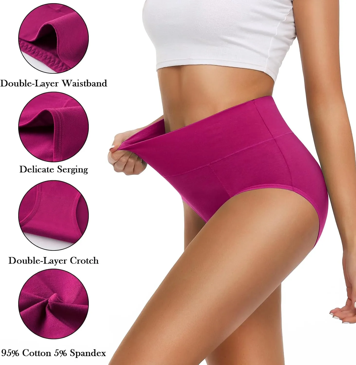 OLIKEME Cotton Underwear High Waisted Panties Full Coverage Underpants Soft Strech Ladies Briefs for Women Multi Pack