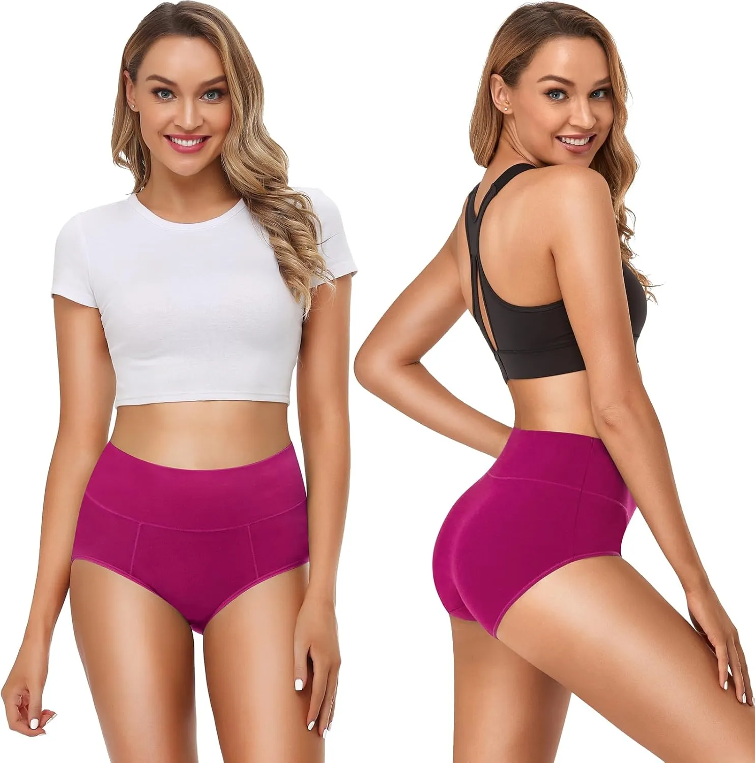 OLIKEME Cotton Underwear High Waisted Panties Full Coverage Underpants Soft Strech Ladies Briefs for Women Multi Pack