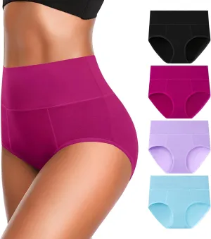 OLIKEME Cotton Underwear High Waisted Panties Full Coverage Underpants Soft Strech Ladies Briefs for Women Multi Pack