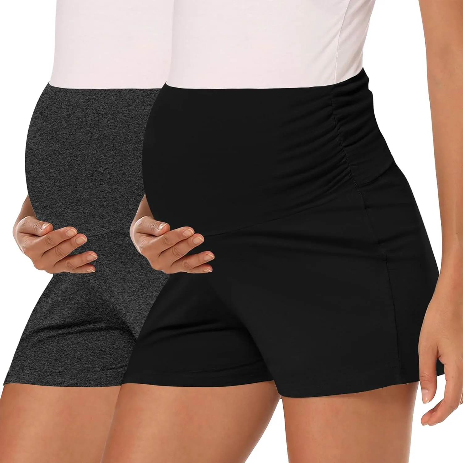 Peauty Maternity Shorts: Buttery Soft Lounge & Workout Pregnancy Shorts - Grey