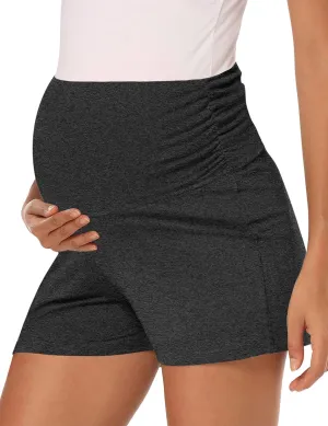 Peauty Maternity Shorts: Buttery Soft Lounge & Workout Pregnancy Shorts - Grey