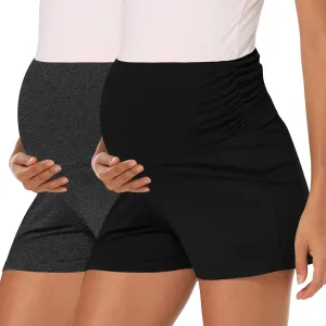 Peauty Maternity Shorts: Buttery Soft Lounge & Workout Pregnancy Shorts - Grey
