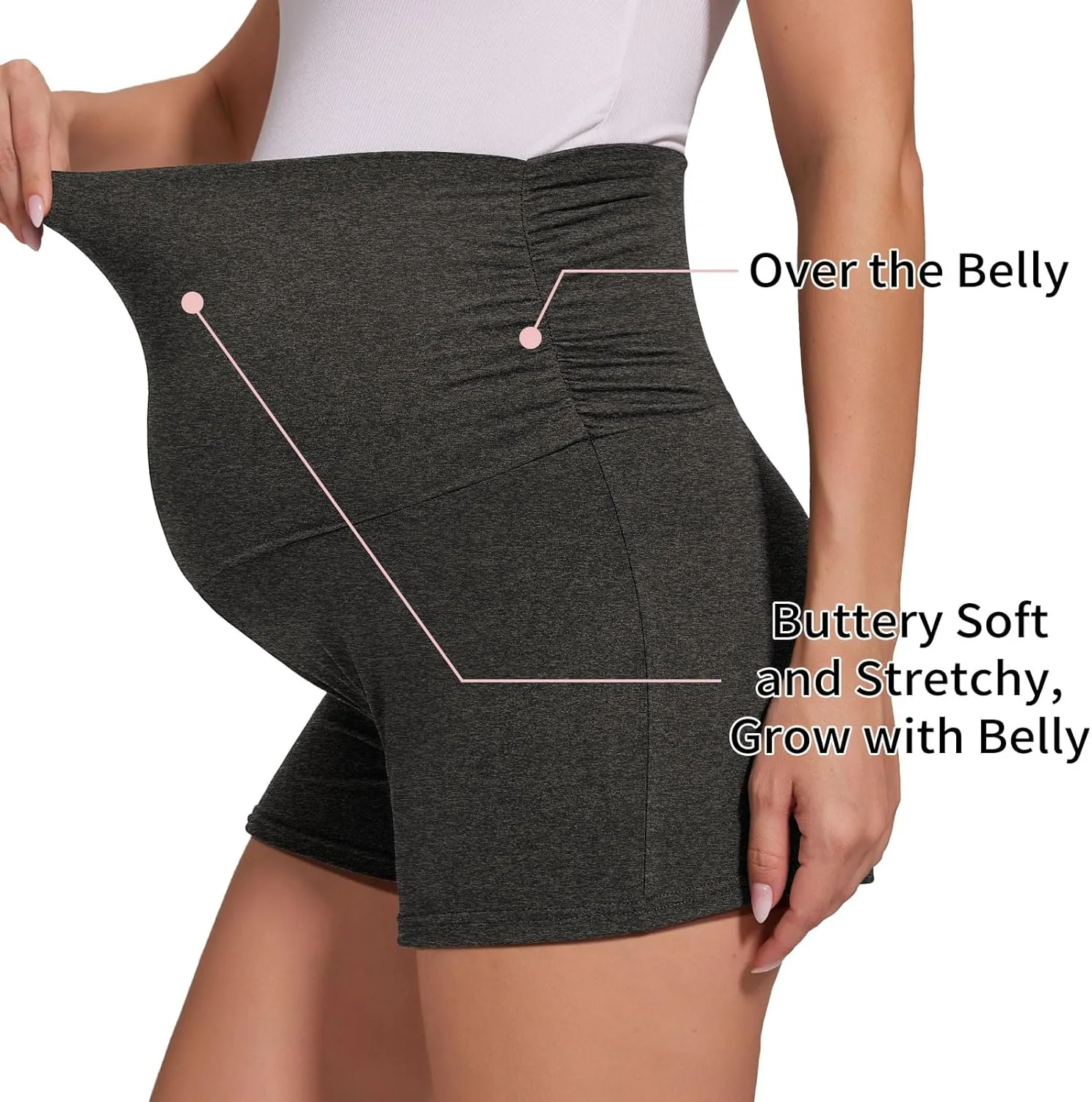 Peauty Maternity Shorts: Buttery Soft Lounge & Workout Pregnancy Shorts - Grey