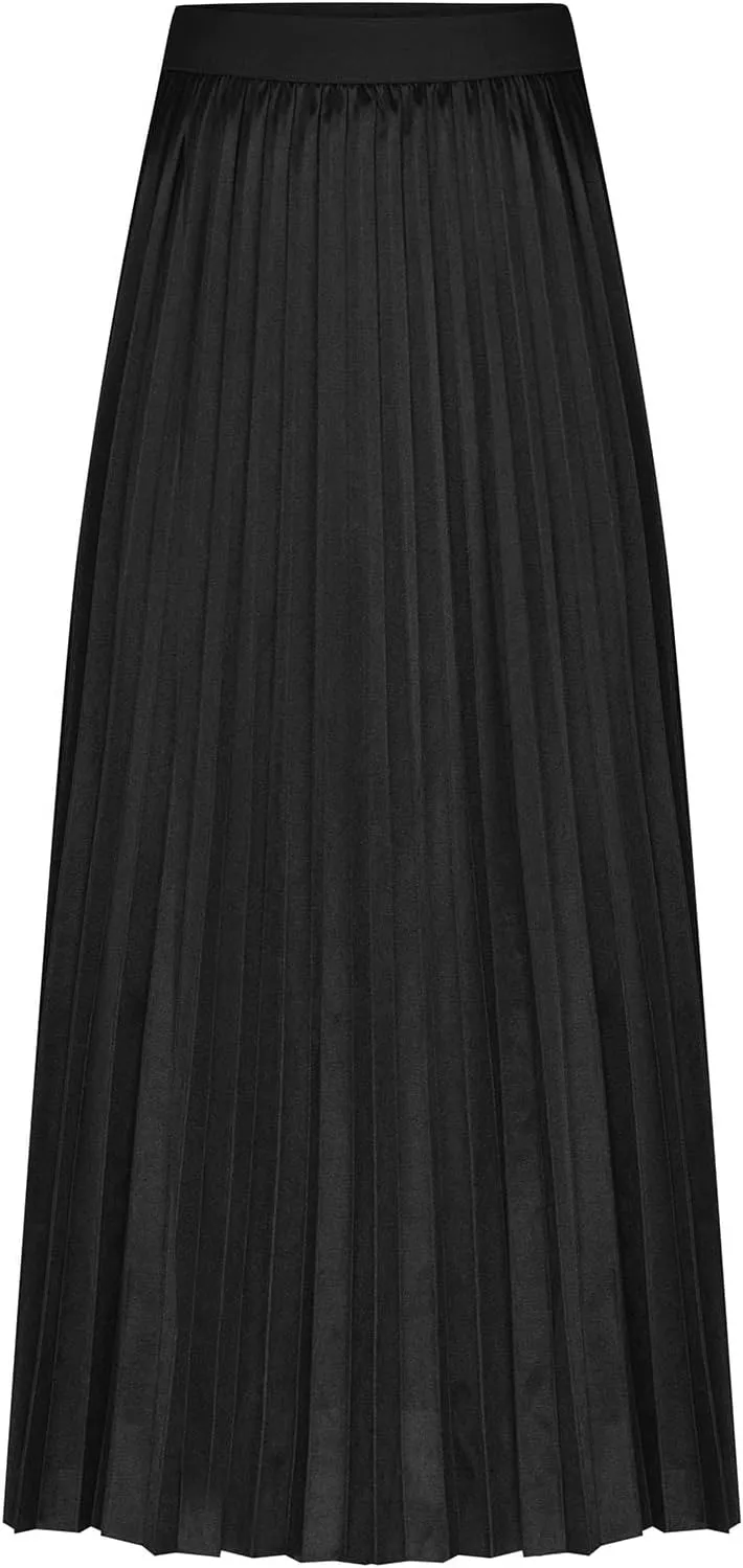 Pleated Midi Skirt for Women High Waist A Line Swing Skirts Elegant Office Casual Wear Long Skirt