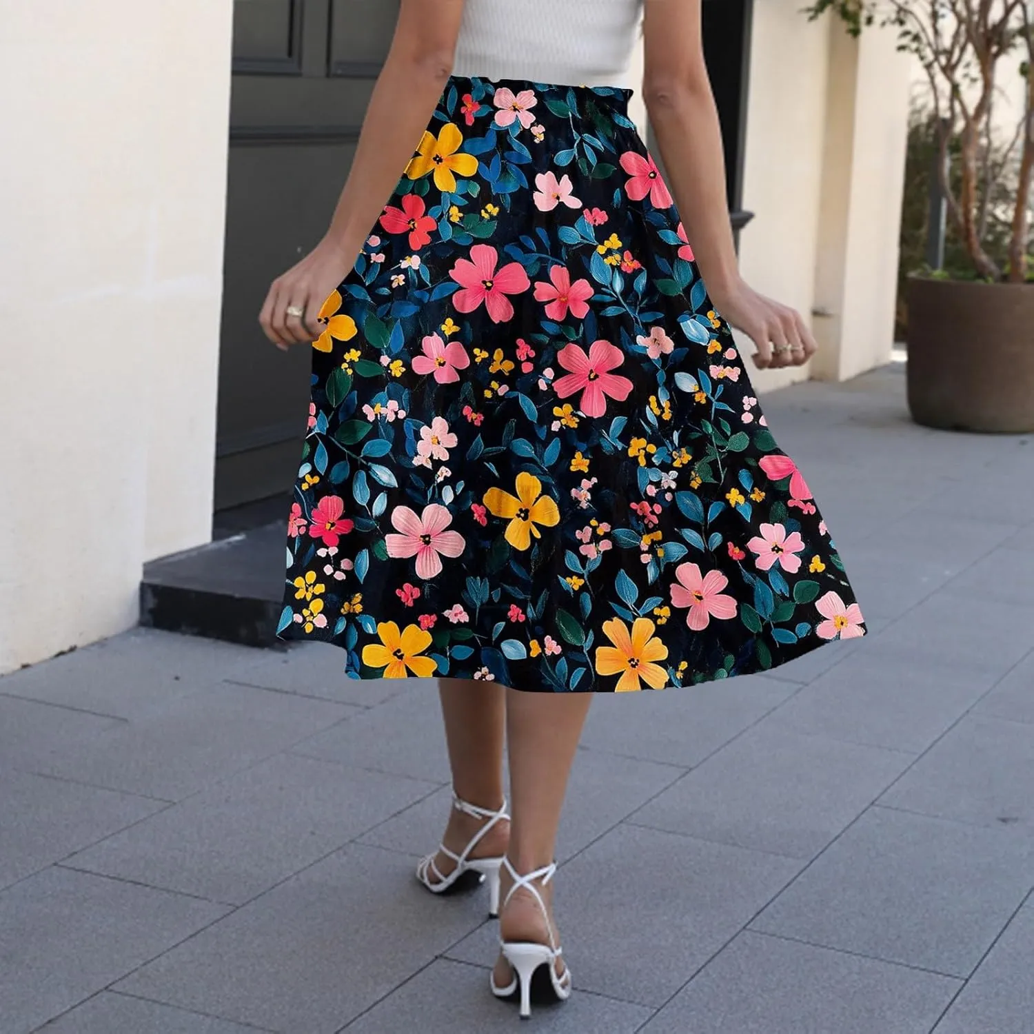 Pleated Tennis Skirt for Women High Waist A-Line Flowy Summer Skirt Trendy