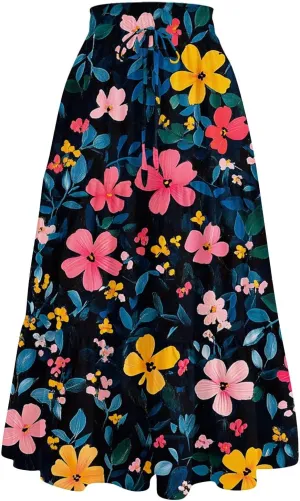 Pleated Tennis Skirt for Women High Waist A-Line Flowy Summer Skirt Trendy