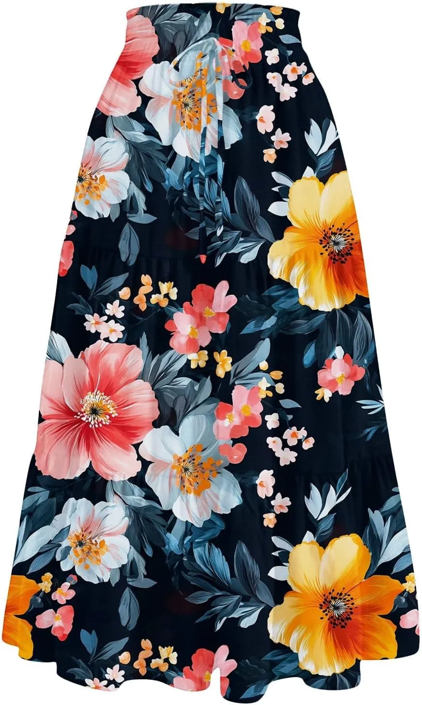 Pleated Tennis Skirt for Women High Waist A-Line Flowy Summer Skirt Trendy