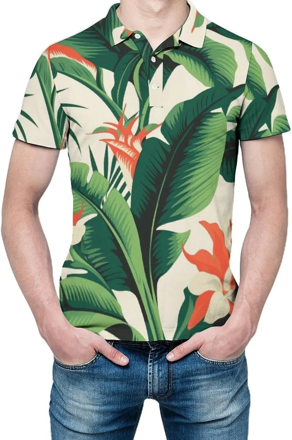 Polo Shirts for Men Dry Fit Hawaiian Graphics Golf Shirts Quick Dry Fun Tennis Short Sleeve Tees