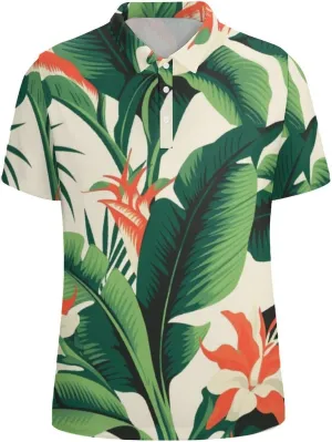 Polo Shirts for Men Dry Fit Hawaiian Graphics Golf Shirts Quick Dry Fun Tennis Short Sleeve Tees