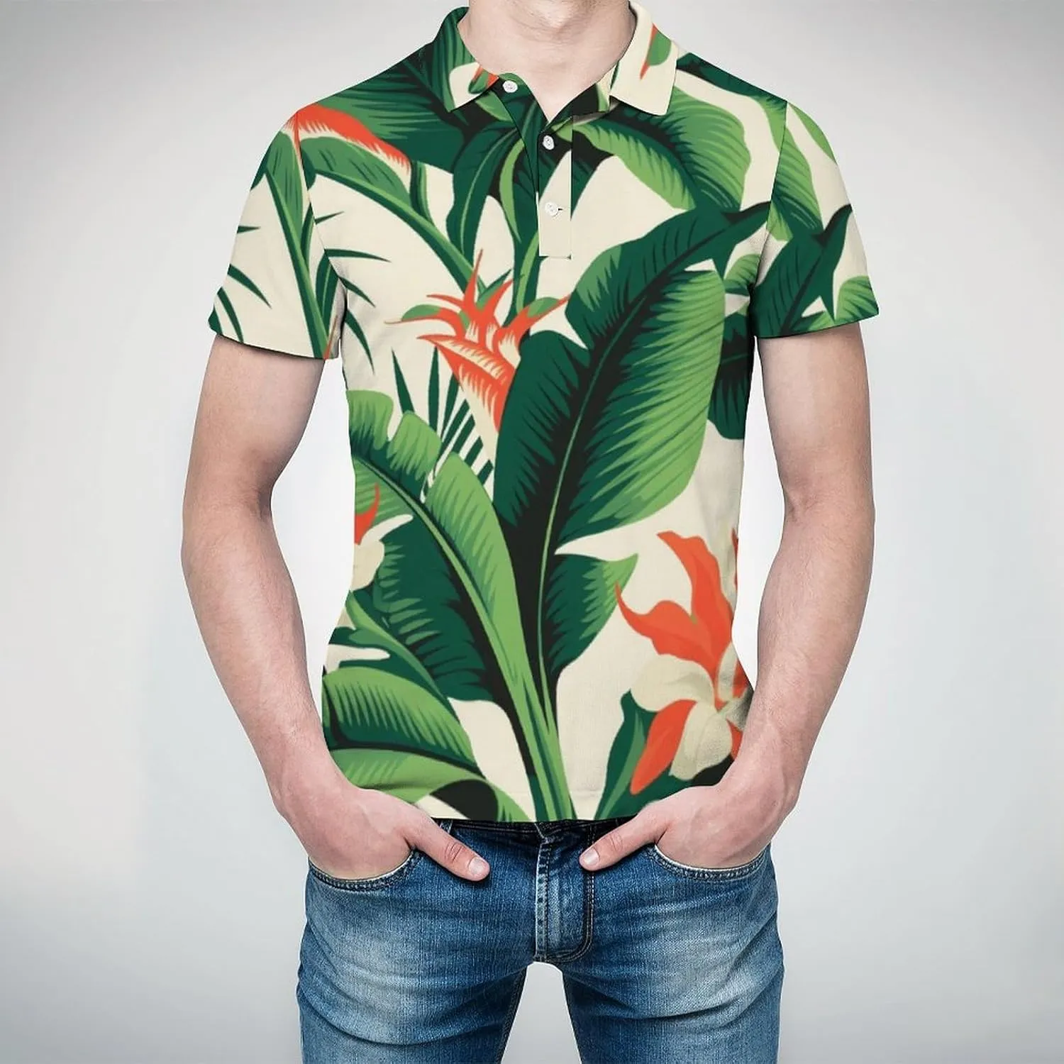 Polo Shirts for Men Dry Fit Hawaiian Graphics Golf Shirts Quick Dry Fun Tennis Short Sleeve Tees